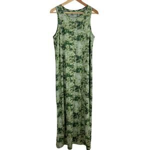 Eddie Bauer Green Maxi Dress Sleeveless Slit Size Medium